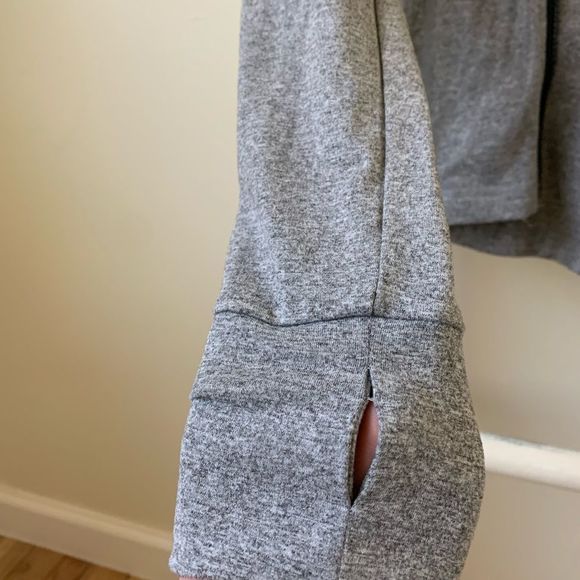 Grey and Black Athletic Thin Zip Up Jacket with Thumb holes - Picture 2 of 5